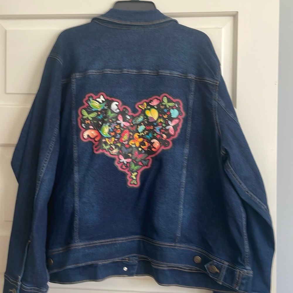 Sonoma 3X Stretch Denim Jacket Butterfly Art